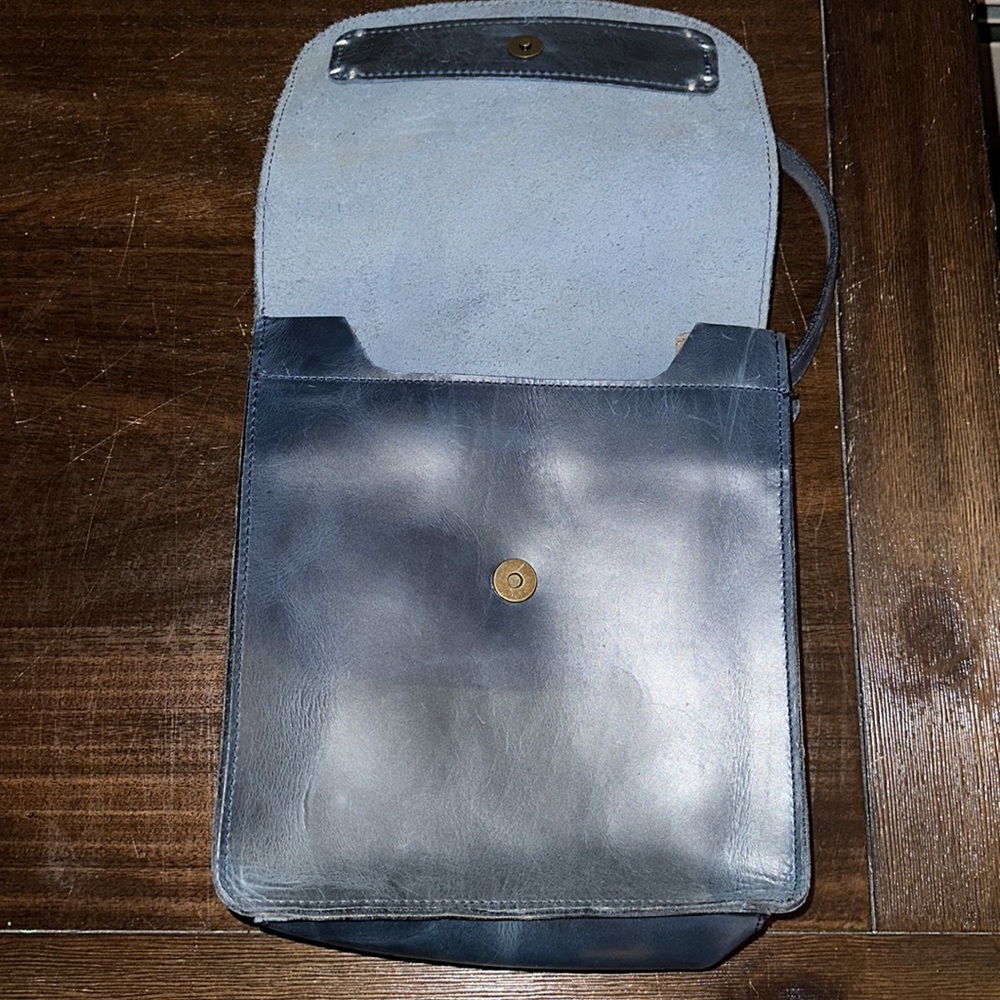Blue leather mini backpack - Picture 2 of 4